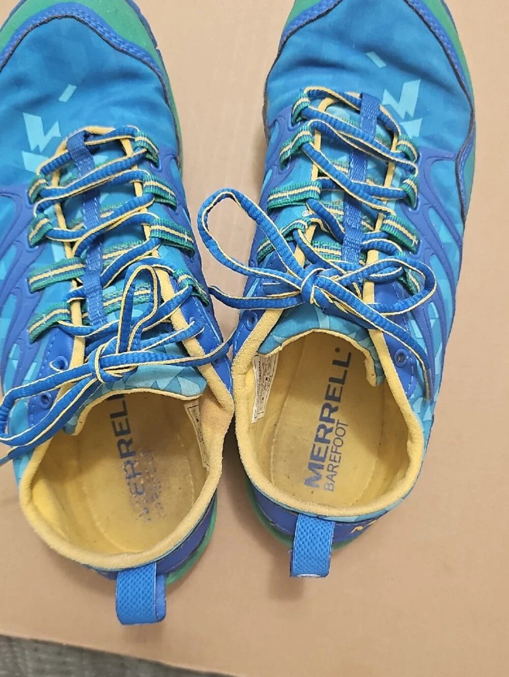 Merrell Apollo Performance Footwear Blue and Green Lightweight Trail Shoes.